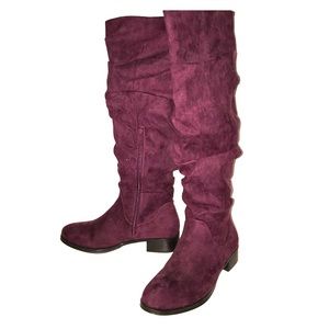 Shoedazzle Bordeaux Kyra Slouchy Flat Boots